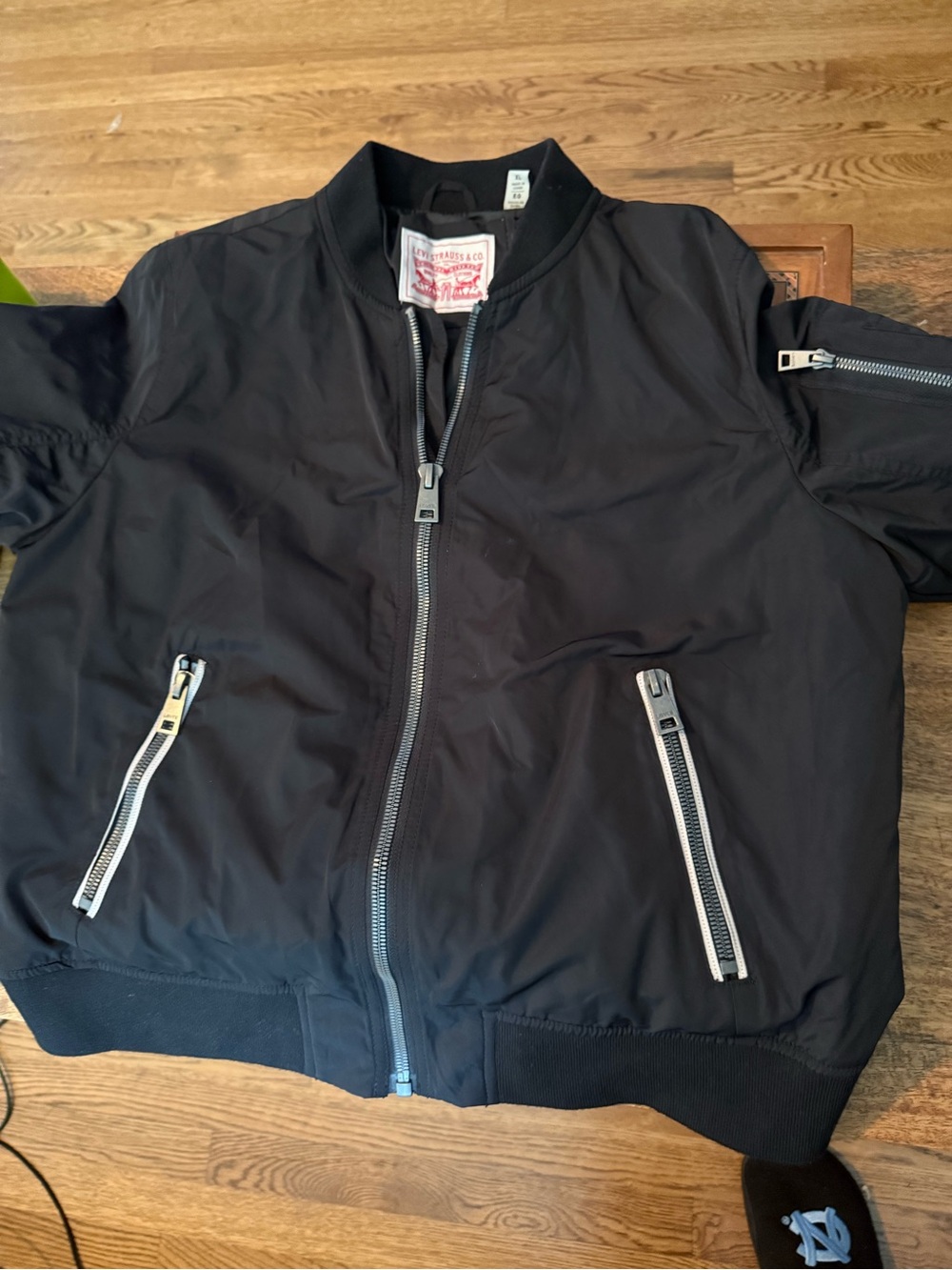 Levi's Black Bomber Jacket with Silver Zippers